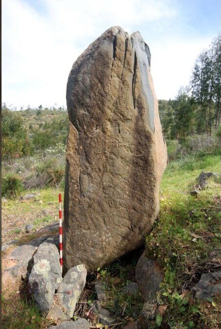 Един от 526-те стоящи камъка, открити в местността La Torre-La Janera, близо до Уелва в Югозападна Испания.