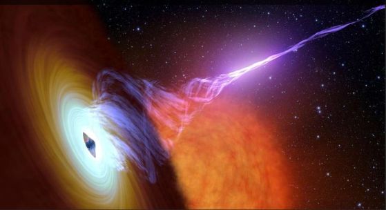 Художествено изображение на черна дупка, излъчваща струя гореща плазма. Международен екип от учени, ръководен от Катедрата по физика в Оксфордския университет, е генерирал експериментално плазмени "огнени топки", откривайки нова граница в лабораторната астрофизика. Кредит: NASA/JPL-Caltech